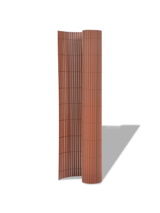 Dvipusė sodo tvora, ruda, 90x300cm, PVC