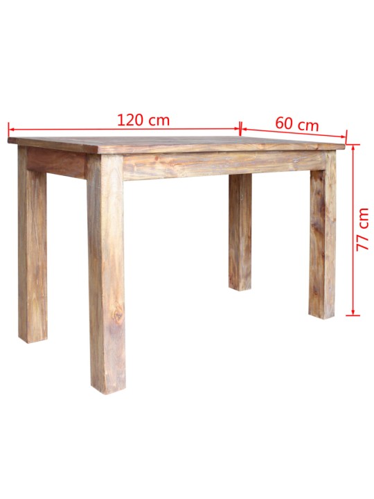 Valgomojo stalas, masyvi perdirbta mediena, 120x60x77cm