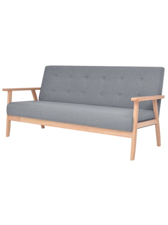 Trivietė sofa, šviesiai pilkos spalvos, audinys