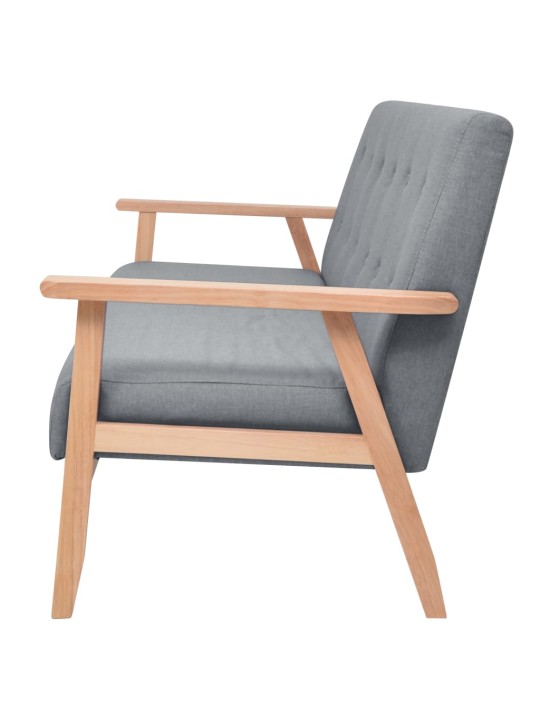 Trivietė sofa, šviesiai pilkos spalvos, audinys
