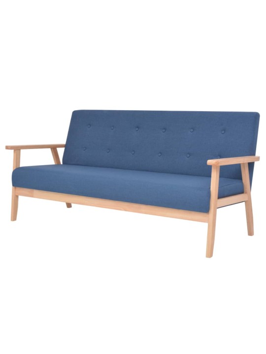 Trivietė sofa, mėlynos spalvos, audinys