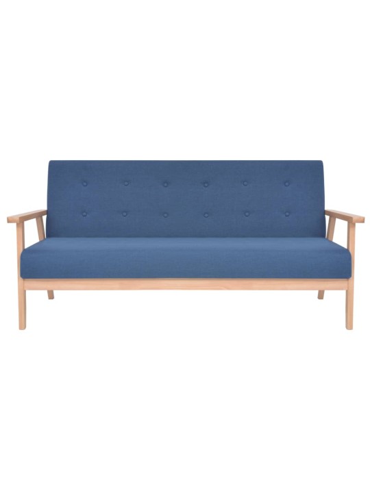 Trivietė sofa, mėlynos spalvos, audinys
