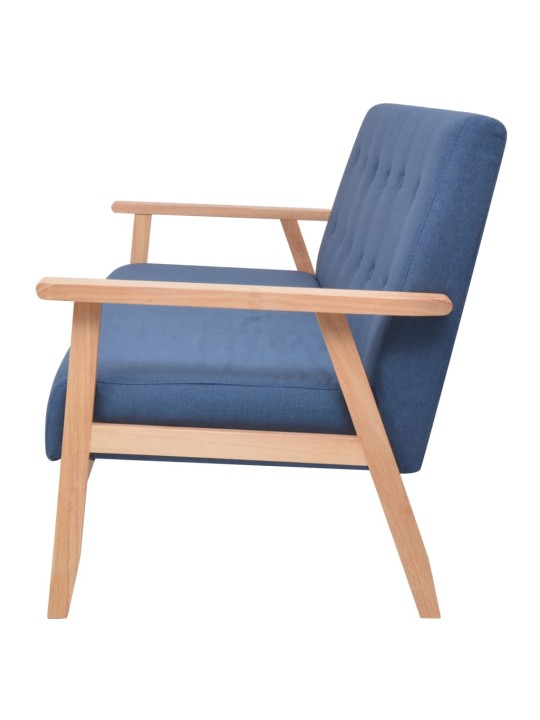 Trivietė sofa, mėlynos spalvos, audinys