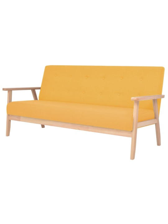 Trivietė sofa, geltonos spalvos, audinys
