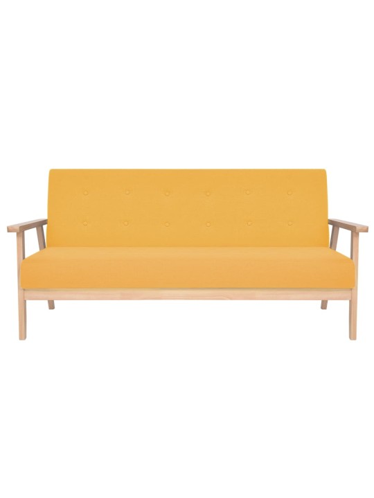 Trivietė sofa, geltonos spalvos, audinys