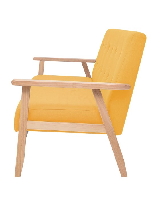 Trivietė sofa, geltonos spalvos, audinys