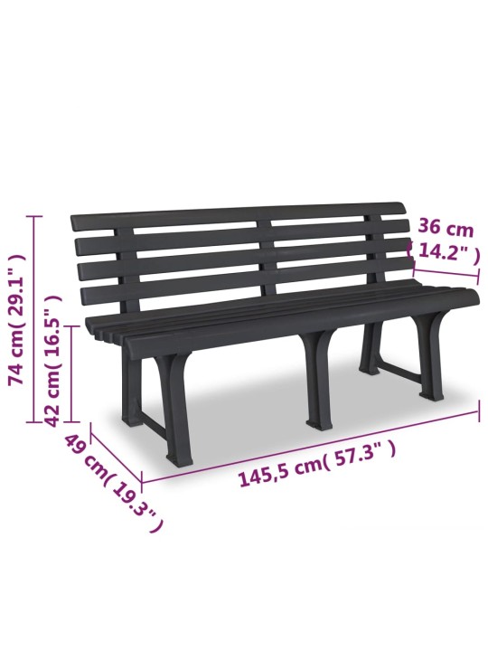 Sodo suoliukas, 145,5cm, plastikas, antracito spalva