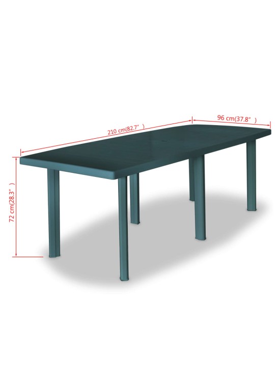 Sodo stalas, žalias, 210x96x72cm, plastikas
