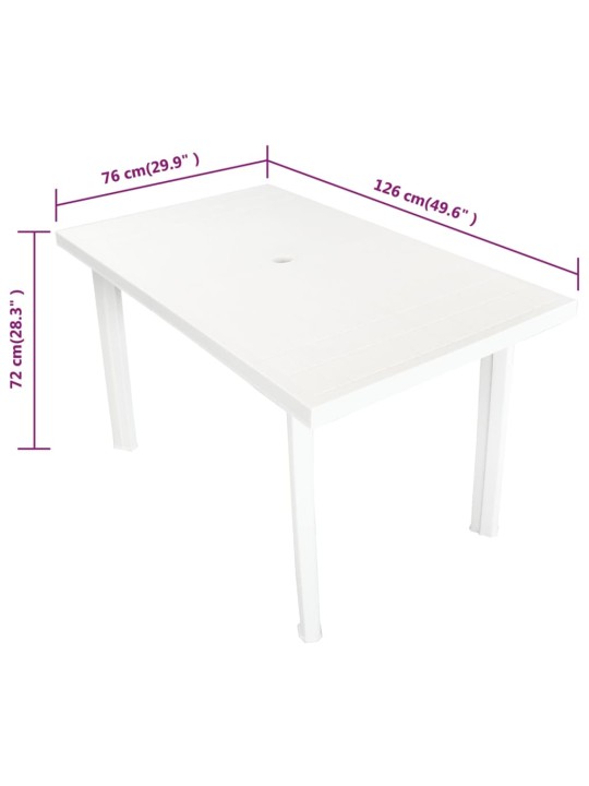Sodo stalas, baltas, 126x76x72cm, plastikas