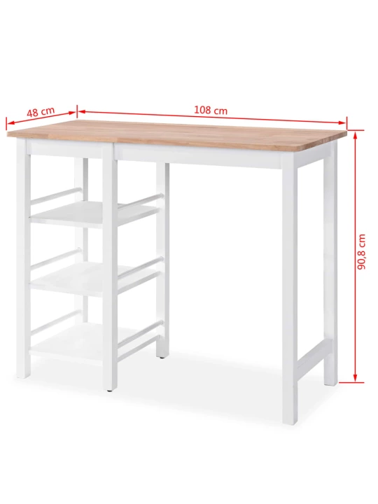 Baro baldų rinkinys, 3 dalių, medienos plokštė (MDF), baltas