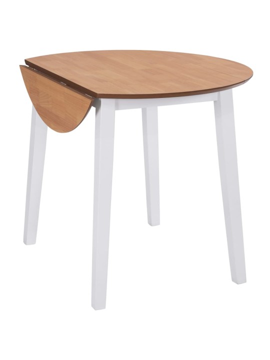 Sulenkiamas valgomojo stalas, apvalus, MDF, baltos spalvos