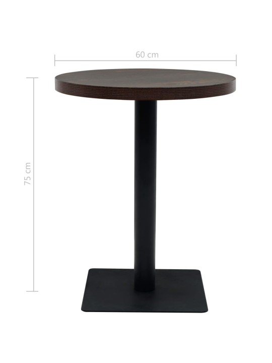 Bistro staliukas, MDF ir plienas, apval., 60x75cm, tams. uosis