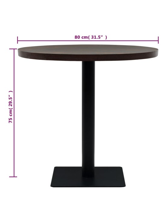 Bistro staliukas, MDF ir plienas, apval., 80x75cm, tams. uosis