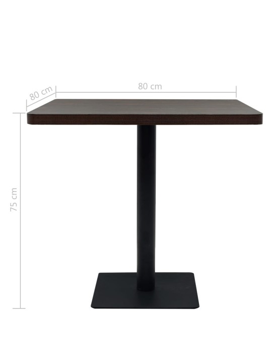 Bistro stal., MDF ir plien., kvadr., 80x80x75cm, tams. uos. sp.