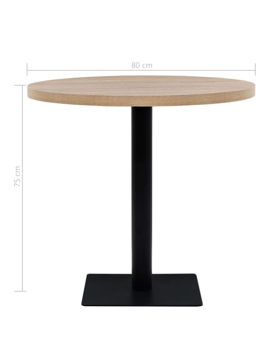 Bistro staliukas, MDF ir plienas, apvalus, 80x75cm, ąžuolo sp.