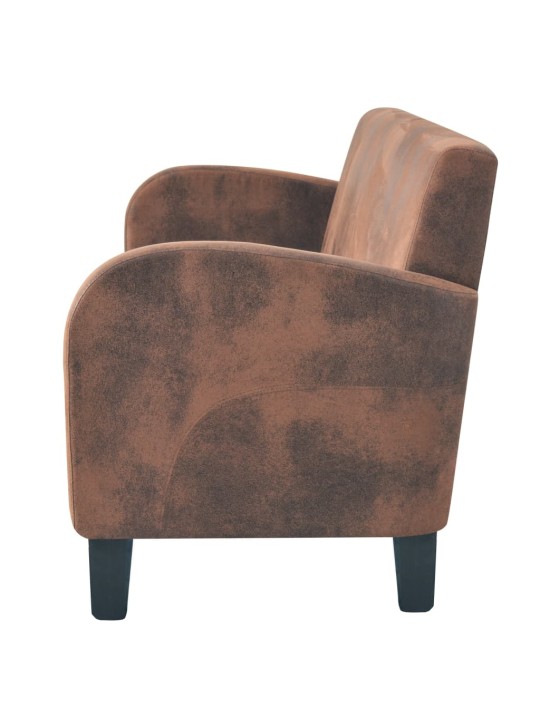 Trivietė sofa, dirbtinė zomšos oda, ruda