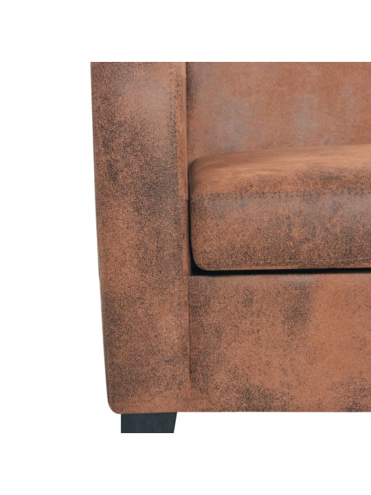 Trivietė sofa, dirbtinė zomšos oda, ruda