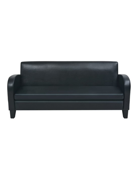 Trivietė sofa, dirbtinė oda, juoda