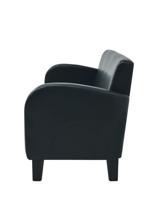 Trivietė sofa, dirbtinė oda, juoda