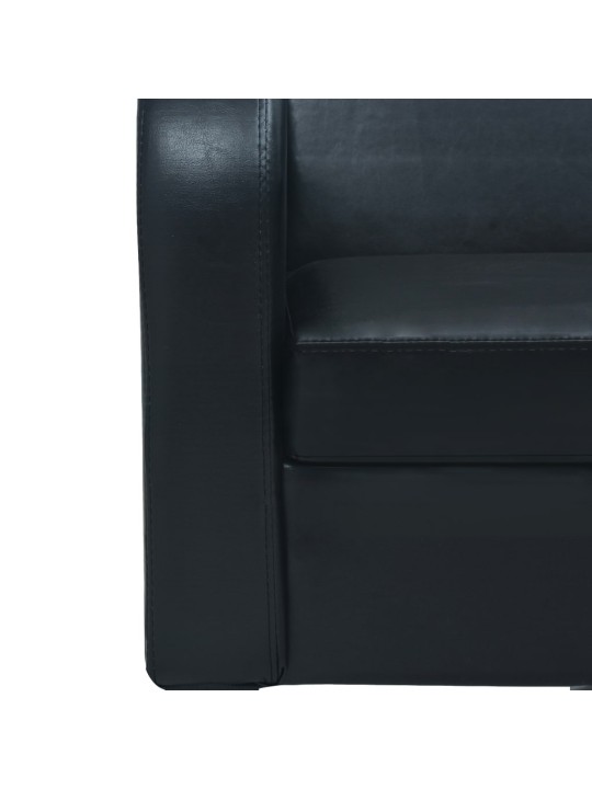 Trivietė sofa, dirbtinė oda, juoda