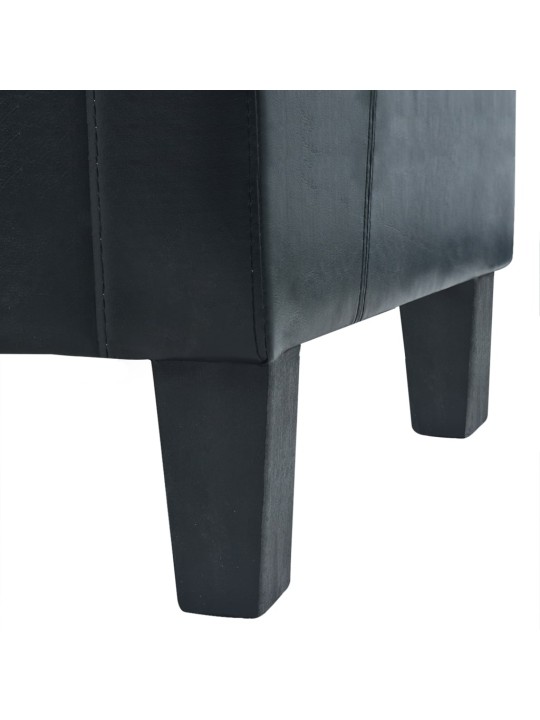 Trivietė sofa, dirbtinė oda, juoda