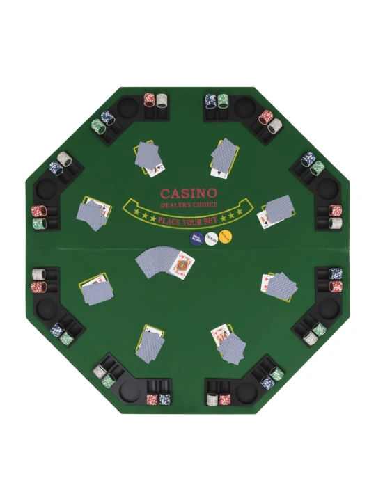 Pokerio stalviršis, sulankst., 8 žaid., 2d., aštuonkam., žalias
