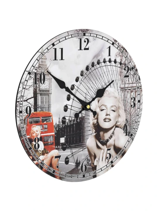 Sieninis laikrodis, 30cm, vintažinio dizaino, su Marilyn Monroe