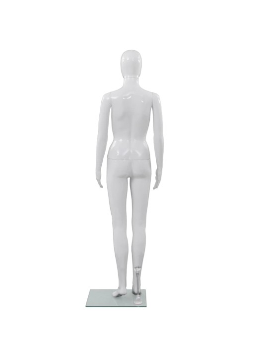 Moteriškas manekenas, stiklo pagrindas, blizgus, baltas, 175cm