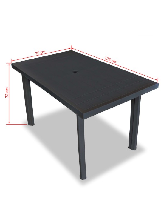 Lauko valg. baldų komplektas, 7d., antracito sp., plastikas