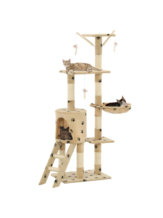 Draskyklė katėms su stovais iš sizalio, 138cm, smėlio sp. pėd.