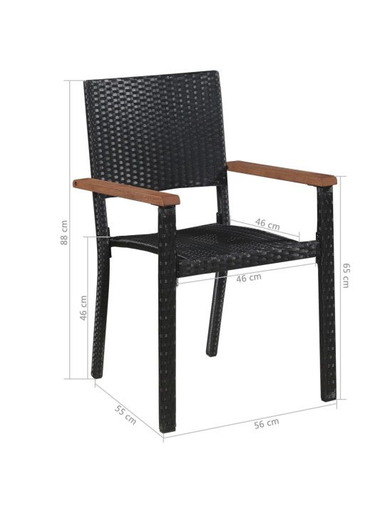 Lauko baldų valg. kompl., 9d., juodas, polirat. ir akac. med.