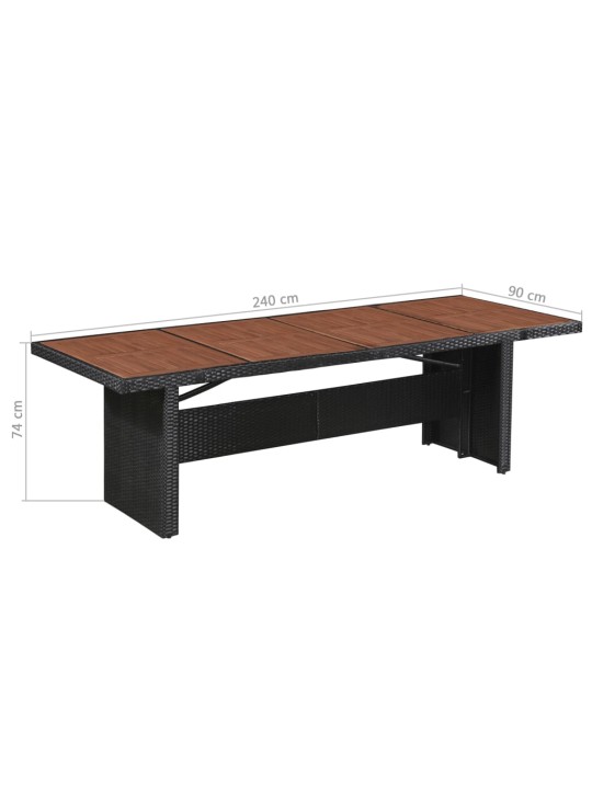 Sodo stalas, 240x90x74cm, poliratanas ir akacijos med. masyvas