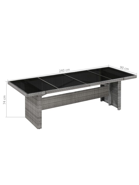 Sodo stalas, 240x90x74cm, poliratanas ir stiklas