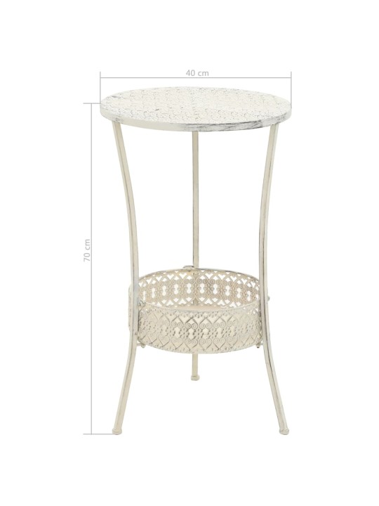 Bistro staliukas, vint. stil., apvalus, metalas, 40x70cm, balt.
