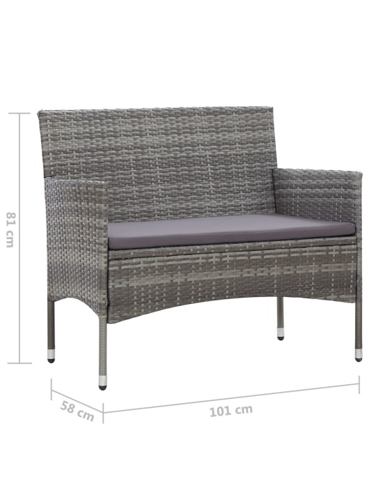 Sodo suoliukas, 105 cm, poliratanas, pilkas