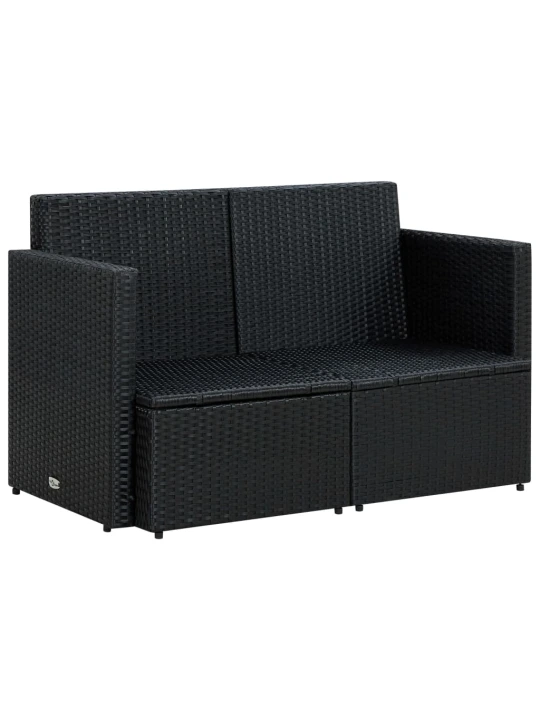 Dvivietė sodo sofa su pagalvėlėmis, pilkos spalvos, poliratanas