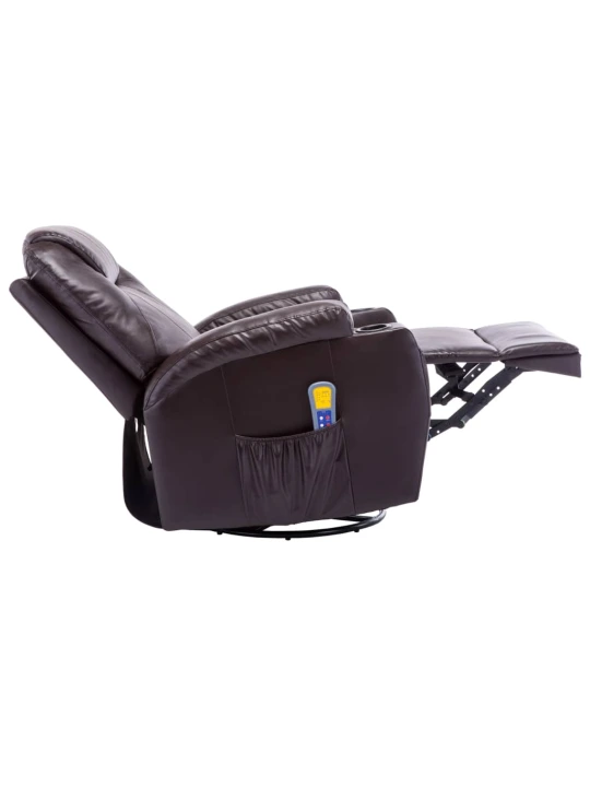 Supamasis masažinis krėslas, rudas, dirbtinė oda