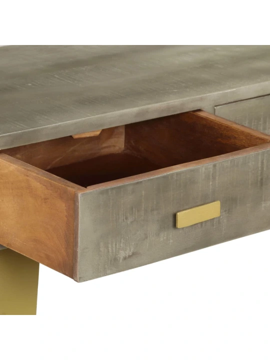 Konsolinis staliukas, pilk./žalv. sp., 110x35x76cm, mango med.