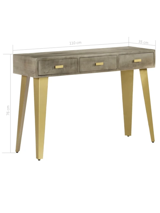 Konsolinis staliukas, pilk./žalv. sp., 110x35x76cm, mango med.