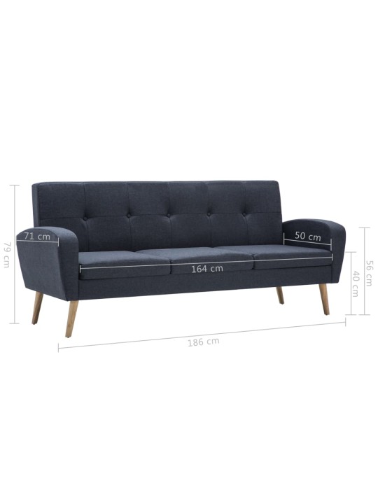 Trivietė sofa, audinys, tamsiai pilka