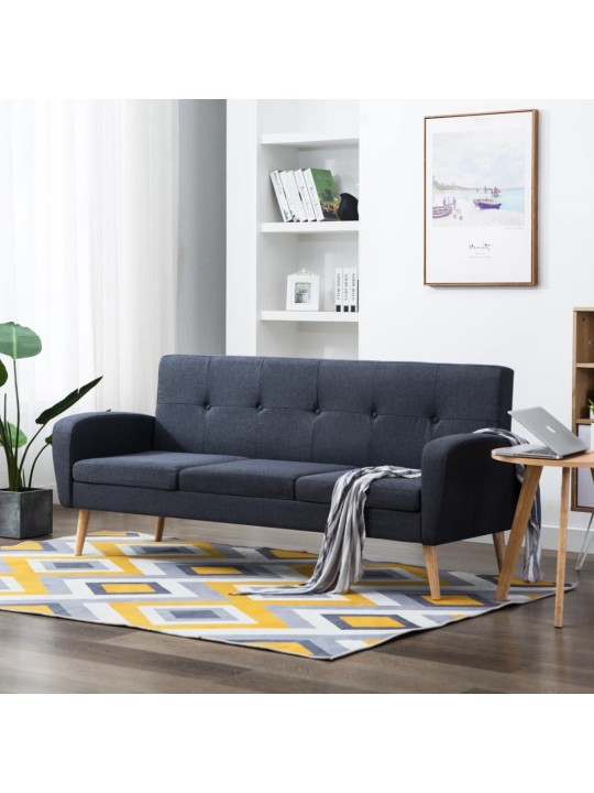 Trivietė sofa, audinys, tamsiai pilka
