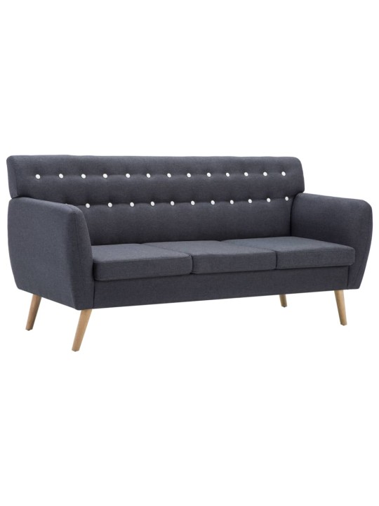 Trivietė sofa, audinio apmušalas, 172x70x82cm, tamsiai pilka