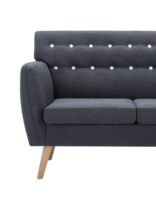 Trivietė sofa, audinio apmušalas, 172x70x82cm, tamsiai pilka