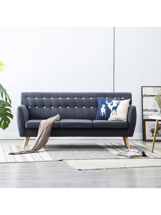 Trivietė sofa, audinio apmušalas, 172x70x82cm, tamsiai pilka