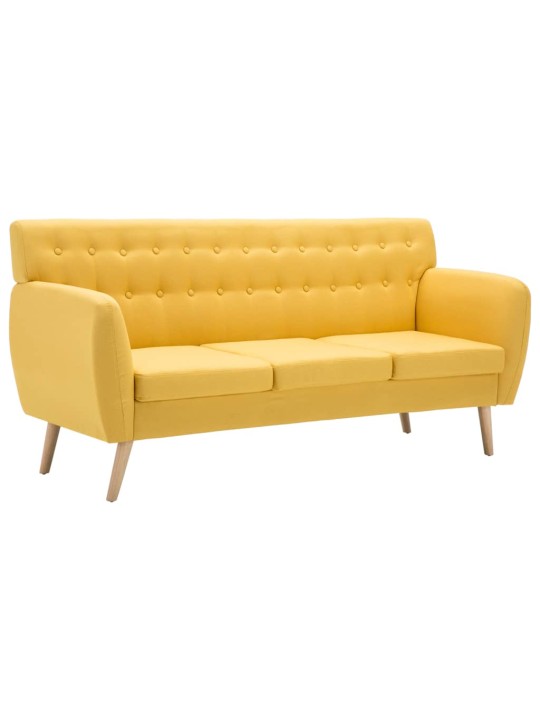 Trivietė sofa, audinio apmušalas, 172x70x82cm, geltona