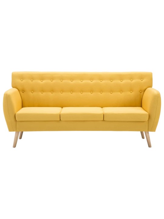 Trivietė sofa, audinio apmušalas, 172x70x82cm, geltona