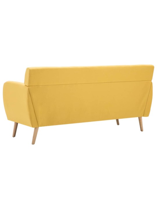 Trivietė sofa, audinio apmušalas, 172x70x82cm, geltona