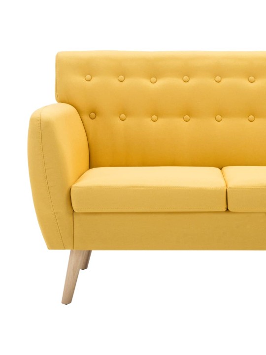Trivietė sofa, audinio apmušalas, 172x70x82cm, geltona