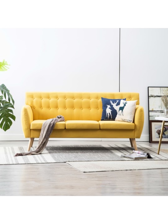 Trivietė sofa, audinio apmušalas, 172x70x82cm, geltona