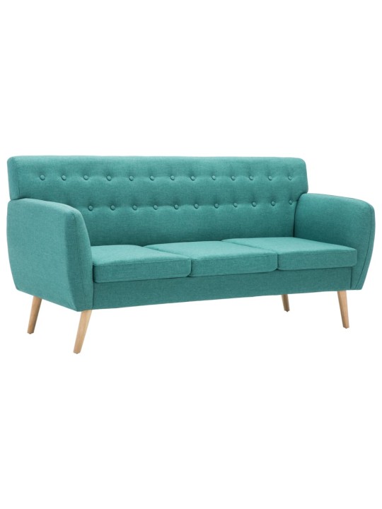 Trivietė sofa, audinio apmušalas, 172x70x82cm, žalia